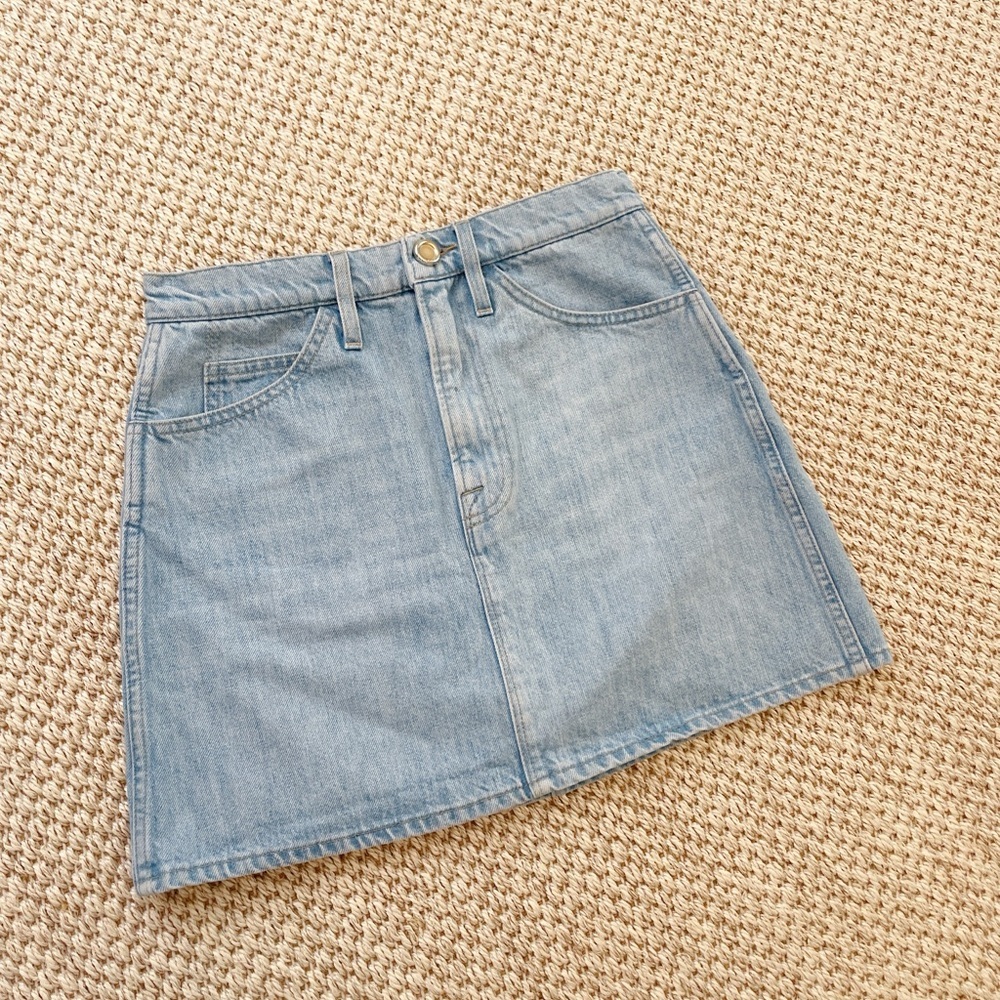 Frame Le Italien Denim Mini Skirt Size 24 Light Wash